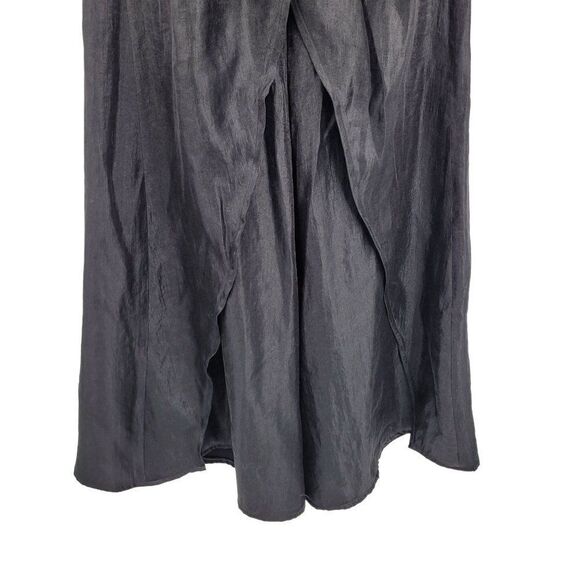 Handmade Skirted Wide Leg Pants 10 Black Metallic Sheen High-rise Caped Gothic - Picture 5 of 10